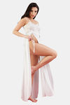  Secrets By ZeroKaata Sheer Self Design Long Baby Doll For Women- White — thumbnail 4