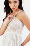  Secrets By ZeroKaata Sheer Self Design Long Baby Doll For Women- White — thumbnail 5