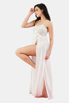 Secrets By ZeroKaata Sheer Self Design Long Baby Doll For Women- White — thumbnail 6
