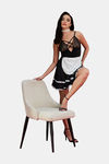  Secrets By ZeroKaata Self Design Short Baby Doll For Women- Black — thumbnail 6