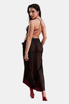  Secrets By ZeroKaata Sheer Self Design Long Baby Doll For Women- Black — thumbnail 2