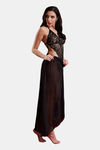  Secrets By ZeroKaata Sheer Self Design Long Baby Doll For Women- Black — thumbnail 3
