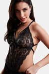  Secrets By ZeroKaata Sheer Self Design Long Baby Doll For Women- Black — thumbnail 4