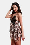  Secrets By ZeroKaata Leopard Printed Baby Doll For Women- Black — thumbnail 3