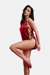  Secrets By ZeroKaata Solid Satin Baby Doll For Women- Red — thumbnail 6