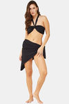 Secrets By ZeroKaata Solid Ribbed Bikini Set with Sarong - Black — thumbnail 12