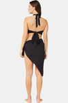 Secrets By ZeroKaata Solid Ribbed Bikini Set with Sarong - Black — thumbnail 2