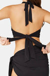 Secrets By ZeroKaata Solid Ribbed Bikini Set with Sarong - Black — thumbnail 3