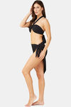 Secrets By ZeroKaata Solid Ribbed Bikini Set with Sarong - Black — thumbnail 5