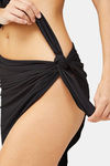 Secrets By ZeroKaata Solid Ribbed Bikini Set with Sarong - Black — thumbnail 11