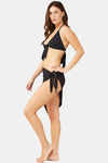 Secrets By ZeroKaata Solid Ribbed Bikini Set with Sarong - Black — thumbnail 4