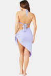 Secrets By ZeroKaata Solid Ribbed Bikini Set with Sarong - Purple — thumbnail 2