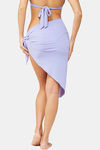 Secrets By ZeroKaata Solid Ribbed Bikini Set with Sarong - Purple — thumbnail 3
