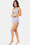 Secrets By ZeroKaata Solid Ribbed Bikini Set with Sarong - Purple — thumbnail 4