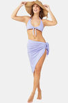 Secrets By ZeroKaata Solid Ribbed Bikini Set with Sarong - Purple — thumbnail 9