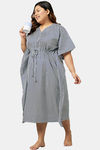 Secrets By ZeroKaata Plus Size Pure Cotton Printed Kaftan Cover Up - White — thumbnail 5