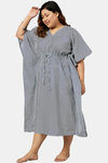 Secrets By ZeroKaata Plus Size Pure Cotton Printed Kaftan Cover Up - White — thumbnail 6