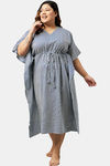 Secrets By ZeroKaata Plus Size Pure Cotton Printed Kaftan Cover Up - White — thumbnail 7