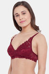 N-Gal Non Padded Non Wired Medium + Coverage Lace Bra - Maroon — thumbnail 2