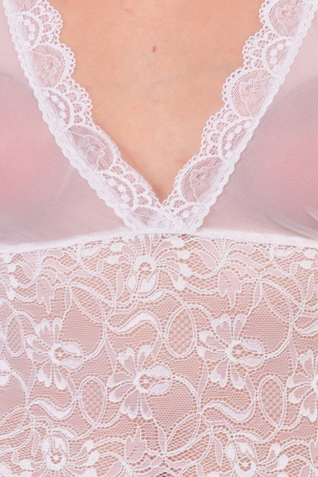 N-Gal Relaxed Fit Nylon Elastane Anke Length Nighty - White — image 5