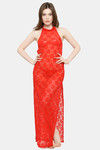 N-Gal Relaxed Fit Nylon Elastane Anke Length Nighty - Red — thumbnail 1