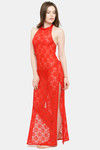 N-Gal Relaxed Fit Nylon Elastane Anke Length Nighty - Red — thumbnail 2
