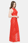 N-Gal Relaxed Fit Nylon Elastane Anke Length Nighty - Red — thumbnail 4