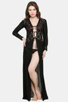 N-Gal Relaxed Fit Nylon Elastane Anke Length Nighty - Black — thumbnail 1