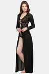 N-Gal Relaxed Fit Nylon Elastane Anke Length Nighty - Black — thumbnail 2