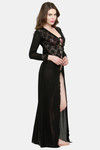 N-Gal Relaxed Fit Nylon Elastane Anke Length Nighty - Black — thumbnail 4