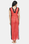 N-Gal Relaxed Fit Nylon Elastane Anke Length Nighty - Red — thumbnail 3
