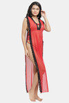 N-Gal Relaxed Fit Nylon Elastane Anke Length Nighty - Red — thumbnail 4