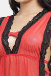 N-Gal Relaxed Fit Nylon Elastane Anke Length Nighty - Red — thumbnail 5