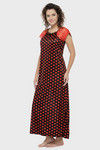 N-Gal Relaxed Fit Satin Anke Length Nighty - Red — thumbnail 2