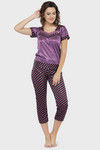N-Gal Relaxed Fit Satin Pyjama Set - Purple — thumbnail 1