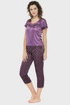 N-Gal Relaxed Fit Satin Pyjama Set - Purple — thumbnail 2