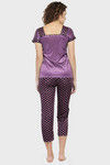 N-Gal Relaxed Fit Satin Pyjama Set - Purple — thumbnail 3