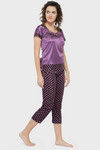N-Gal Relaxed Fit Satin Pyjama Set - Purple — thumbnail 4
