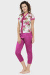 N-Gal Relaxed Fit Satin Pyjama Set - Magenta — thumbnail 2
