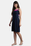 N-Gal Cotton Mid Length Nightdress - Navy Blue — thumbnail 2
