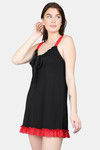 N-Gal Cotton Mid Length Nightdress - Black  — thumbnail 2
