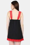 N-Gal Cotton Mid Length Nightdress - Black  — thumbnail 3