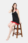 N-Gal Cotton Mid Length Nightdress - Black  — thumbnail 4