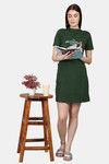 N-Gal Cotton Mid Length Nightdress - DarkGreen — thumbnail 1
