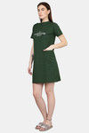 N-Gal Cotton Mid Length Nightdress - DarkGreen — thumbnail 2