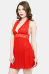 N-Gal Relaxed Fit Nylon Elastane Babydoll with Thong - Red — thumbnail 2