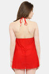 N-Gal Relaxed Fit Nylon Elastane Babydoll with Thong - Red — thumbnail 3