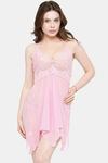 N-Gal Relaxed Fit Nylon Elastane Babydoll with Thong - Pink — thumbnail 1