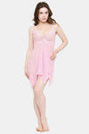 N-Gal Relaxed Fit Nylon Elastane Babydoll with Thong - Pink — thumbnail 4