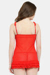 N-Gal Relaxed Fit Nylon Elastane Babydoll with Thong - Red — thumbnail 3